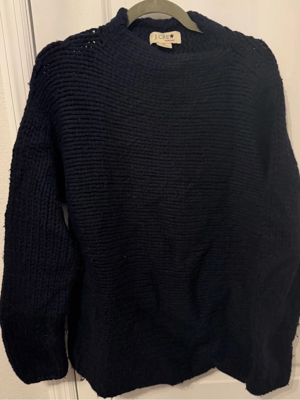 J. Crew Men’s Navy 100% Handknit Wool Crewneck Sweater